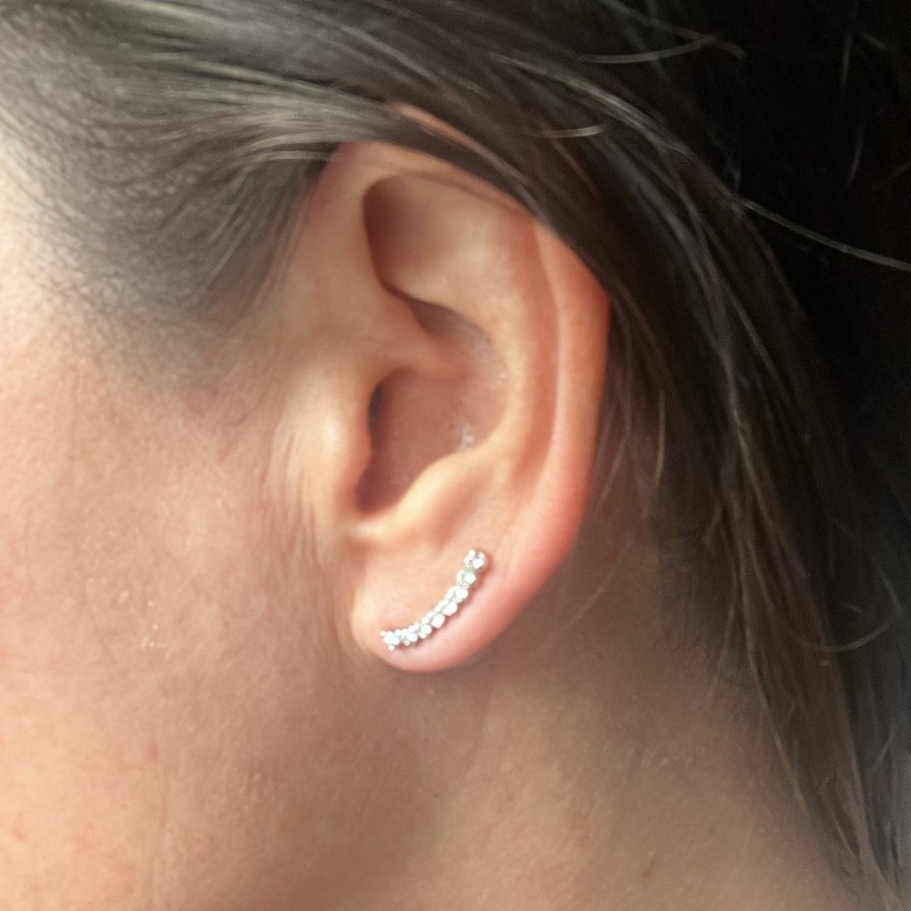 CZ stone stud earrings - sterling silver